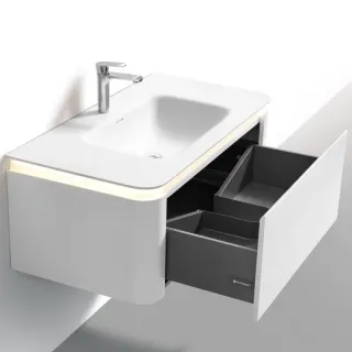 Тумба с раковиной Black&White Universe 9251000 100 см молочный белый матовый